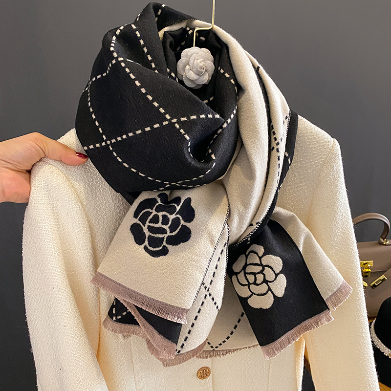 Woven Scarf Blanket - Winter Scarf Women Luxury Floral Print